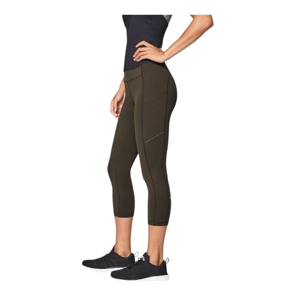 Lululemon Speed Up Crop (21"), Dark Olive, Size 4